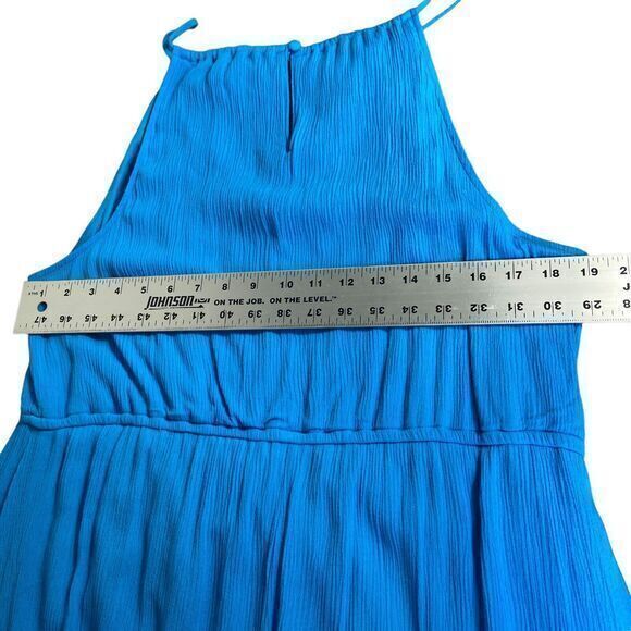 Nina Leonard Teal Blue Maxi Lined Dress Spaghetti Strap Elastic Waist Size XL - Picture 11 of 11